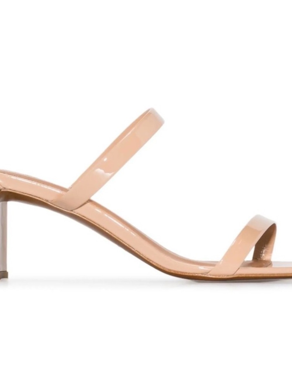 By Far Tanya Nude Patent Mid-Heel Sandal - EU38